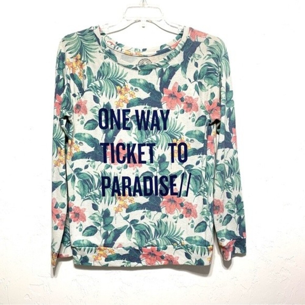 SO brand Crew Neck Floral Tropical Graphic Sweatshirt Long Sleeve size Medium